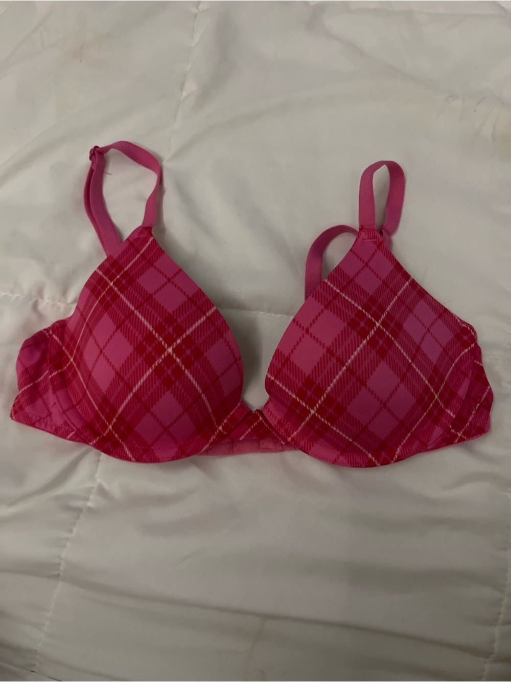 32B Victoria's Secret Pink Plaid T-Shirt Bra